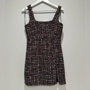 NEW Sincerely Jules Black/Pink Multi Colour Tweed Dress Size M NWOT